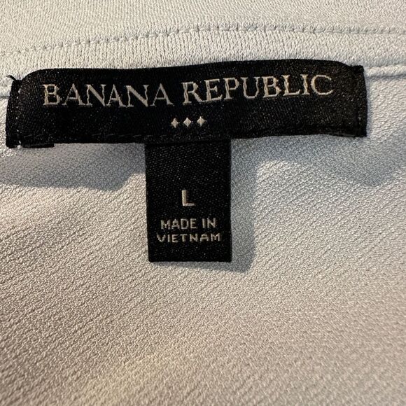 Banana Republic Factory Top Crepe Fabric Faux Wrap Banded Hem Gray Size L - Picture 7 of 9